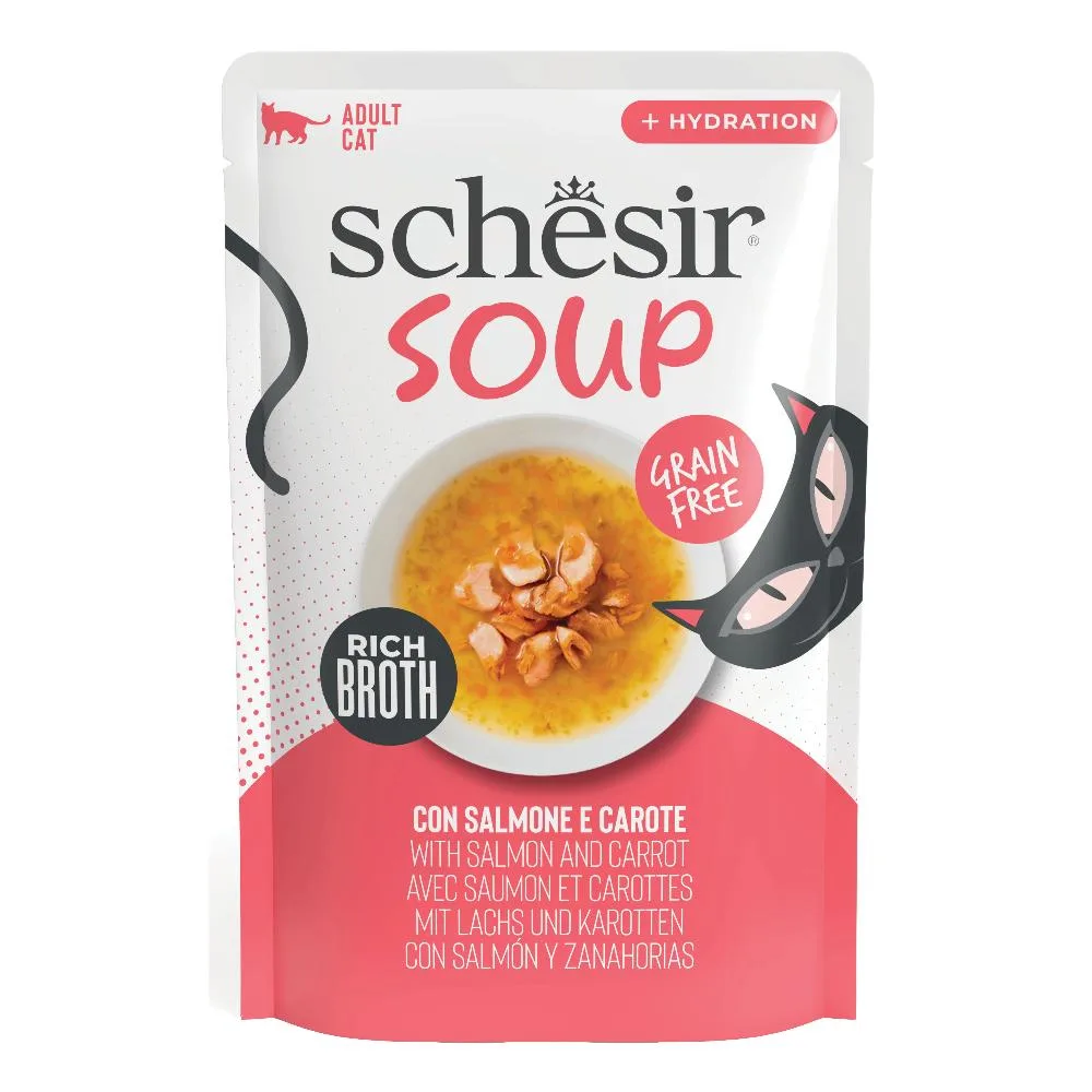 SCHESIR GATTO SOUP GRAIN FREE SALMONE ROSA CAROTE 40GR (bustina)