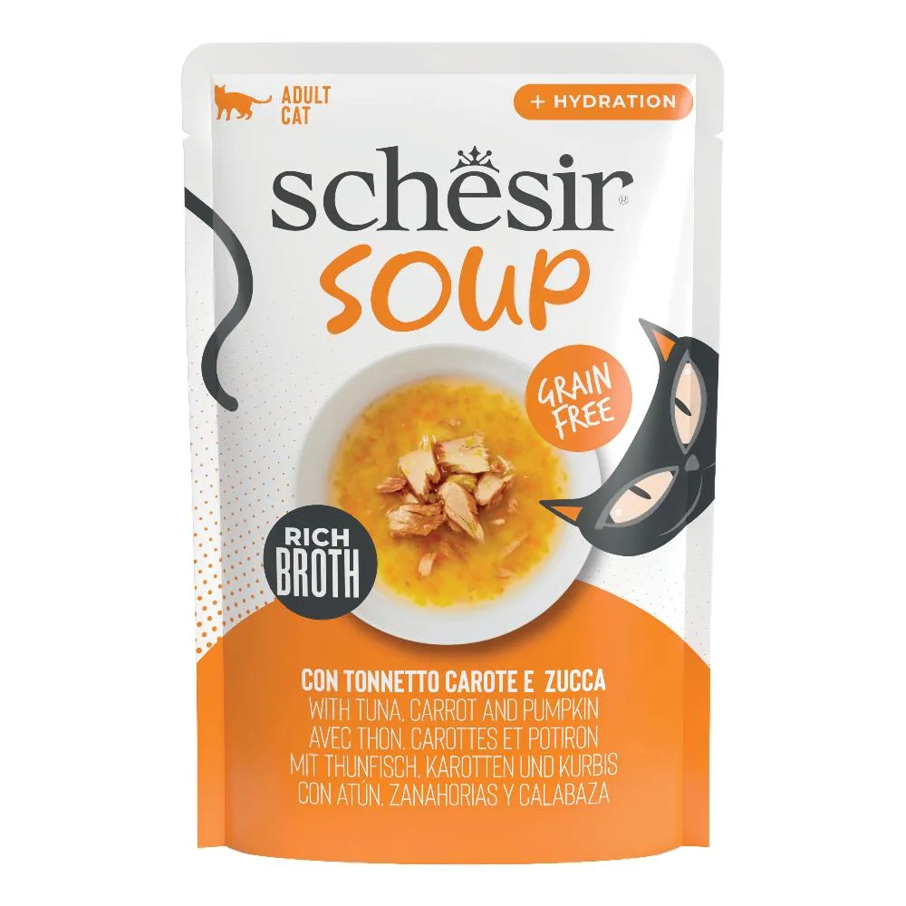 SCHESIR GATTO SOUP GRAIN FREE TONNETTO CAROTE ZUCCA 40GR (bustina) — confronto prezzi
