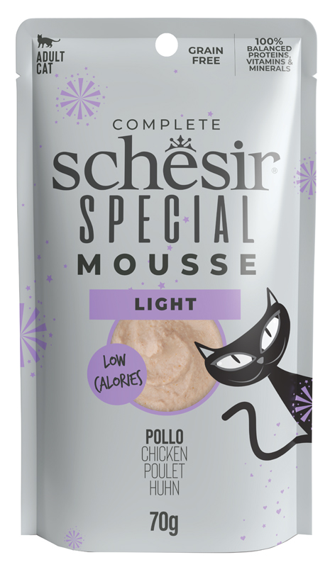 SCHESIR GATTO SPECIAL MOUSSE LIGHT LOW CALORIES ADULT POLLO 70GR (bustina)