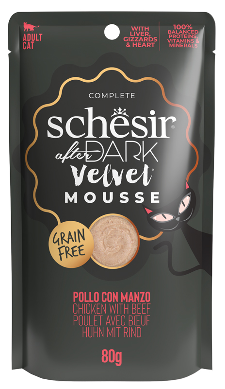 Schesir Gatto After Dark Velvet Mousse Adulto Pollo &amp; Manzo Busta 80 Gr