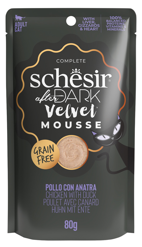 Schesir Gatto After Dark Velvet Mousse Adulto Pollo &amp; Anatra Busta 80 Gr