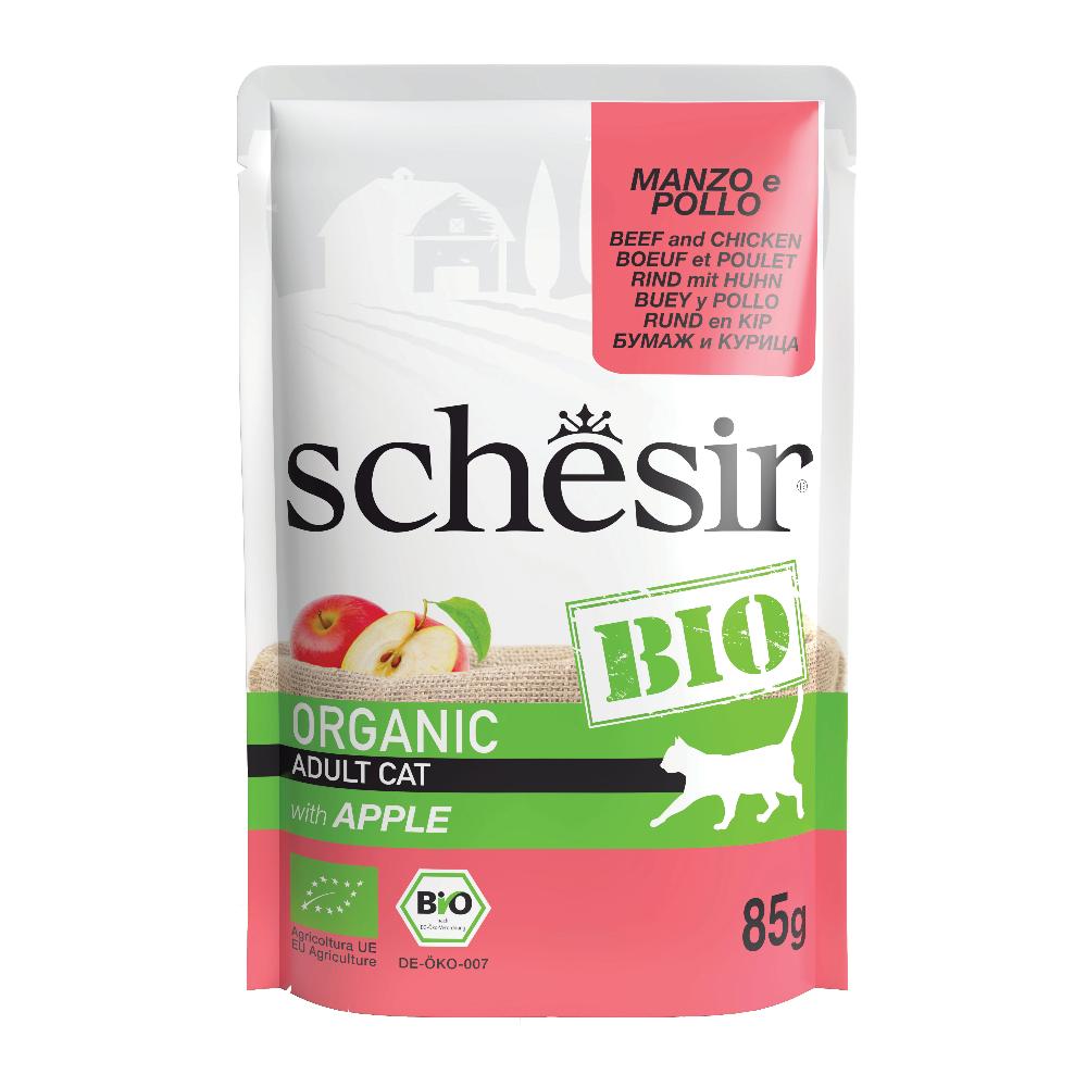 Schesir Gatto Bio Organic Busta Adulto Manzo, Pollo &amp; Mela 85 Gr