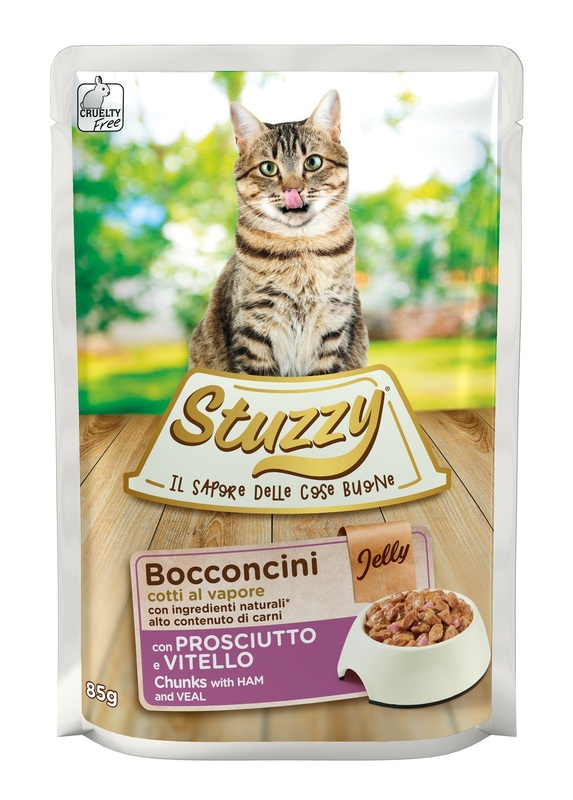 Stuzzy Gatto Bocconcini Jelly Busta Adulto Prosciutto &amp; Vitello 85 Gr