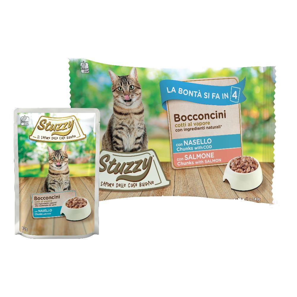 STUZZY GATTO BOCCONCINI NASELLO/SALMONE 4x85GR (bustina) MULTIPACK — confronto prezzi