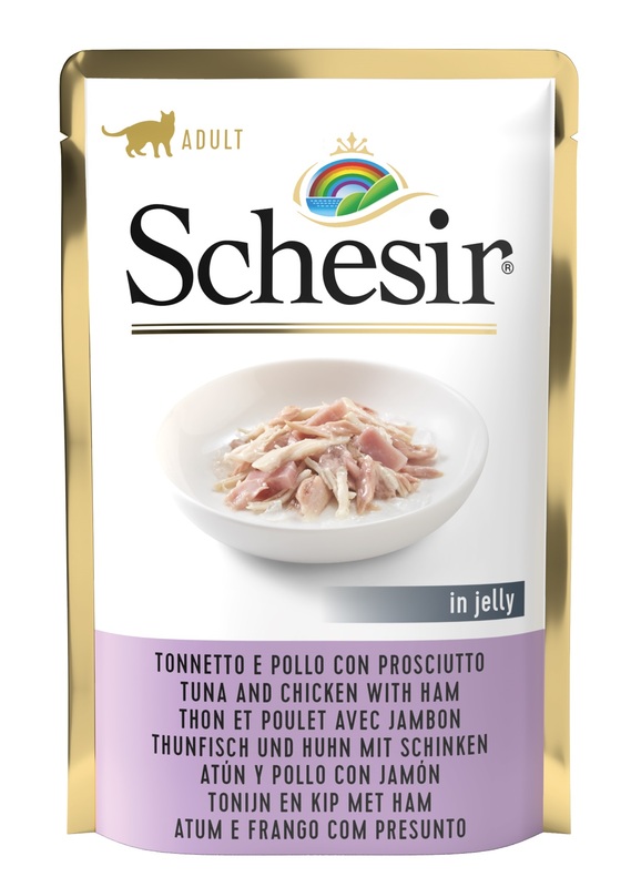 SCHESIR GATTO TONNO POLLO PROSCIUTTO 100GR (bustina)
