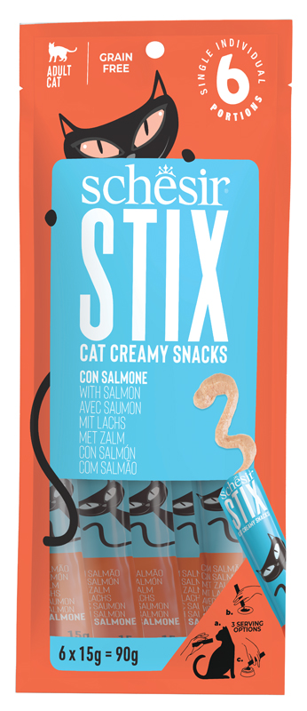 SCHESIR GATTO SNACK STIX CREAMY SALMONE 6PZ 15GR