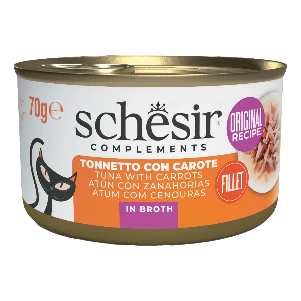Schesir Gatto Lattina In Brodo Di Pesce Adulto Tonnetto &amp; Carote 70 Gr