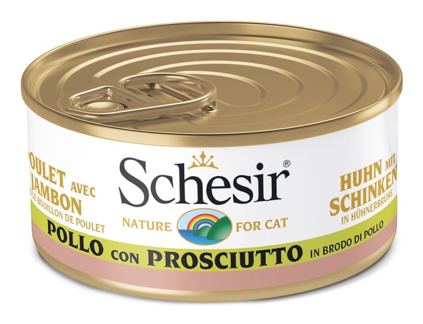 SCHESIR GATTO BRODO DI COTTURA POLLO PROSCIUTTO 70GR (lattina)