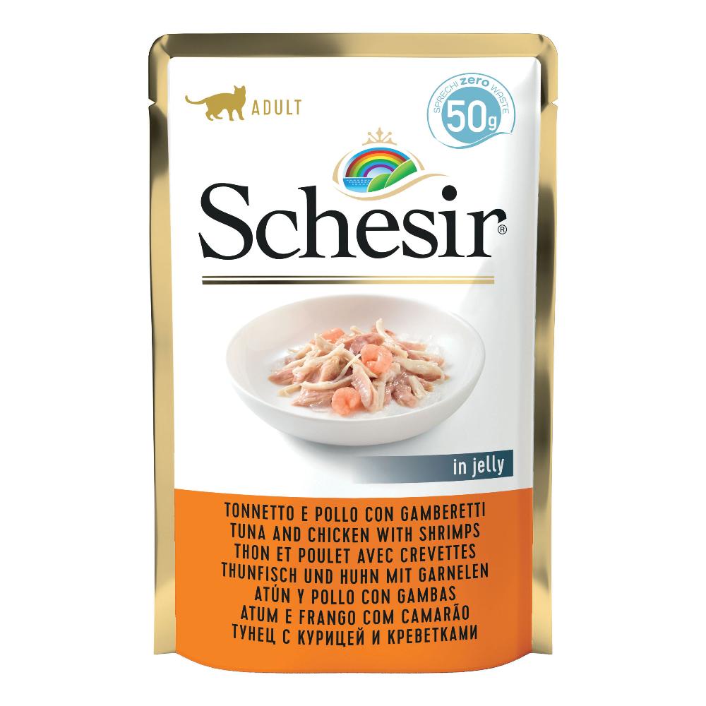 SCHESIR GATTO FILETTI JELLY POLLO GAMBERETTI 50GR (bustina) — confronto prezzi