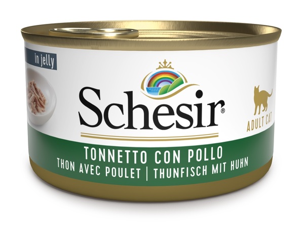 SCHESIR GATTO JELLY TONNETTO POLLO 85GR (lattina) — confronto prezzi