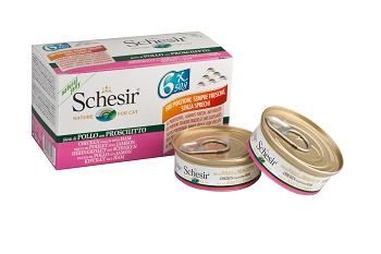 SCHESIR GATTO JELLY POLLO PROSCIUTTO 6x50GR (lattina) MULTIPACK