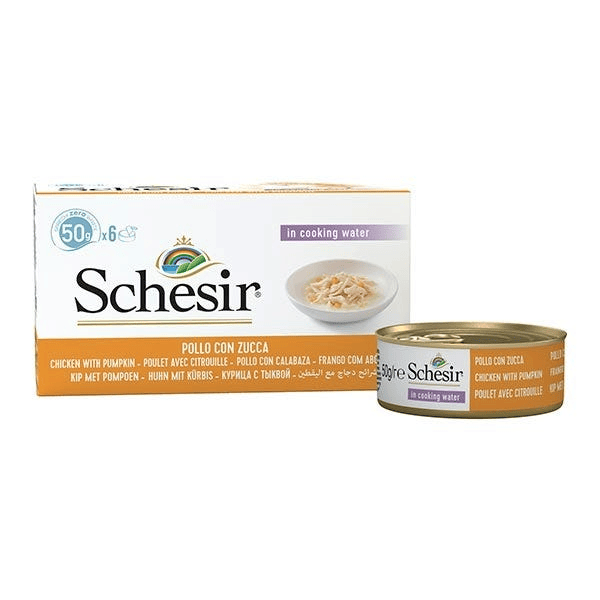 Schesir Multipack Lattina Filetti Di Pollo Con Zucca Cibo Umido Gatto 6X50G