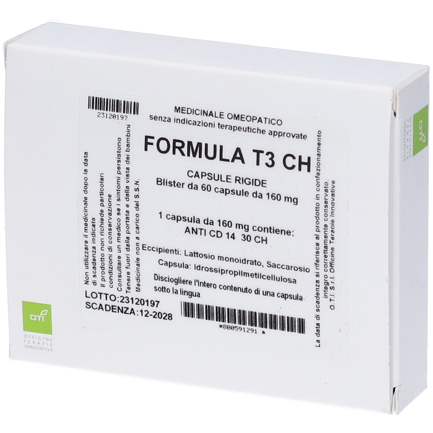 Oti Formula T3 CH 30CH 60 Capsule - OTI - Capsule omeopatiche per il trattamento di infezioni batteriche.