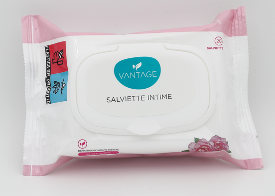 Vantage Salviette Intime Con Rosa Centifolia Igiene Delicata 20 Pezzi