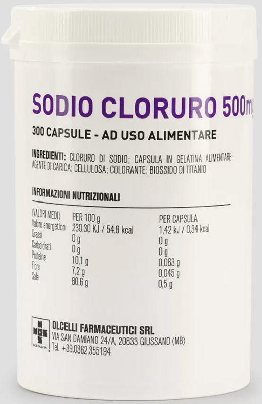 Sodio Cloruro 500mg Formula Minerale Per Il Bilancio Idrico 300 Capsule