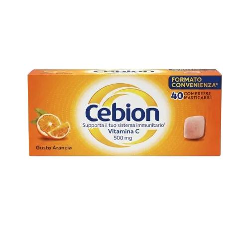 Cebion Masticabile Arancia 40 Compresse Integratore Vitamina C per Sostenere il Sistema immunitario, Ridurre Stanchezza e Affaticamento