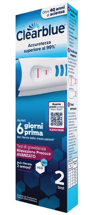 Clearblue Test Gravidanza Rilevazione Precoce Avanzato 2 Test Monouso
