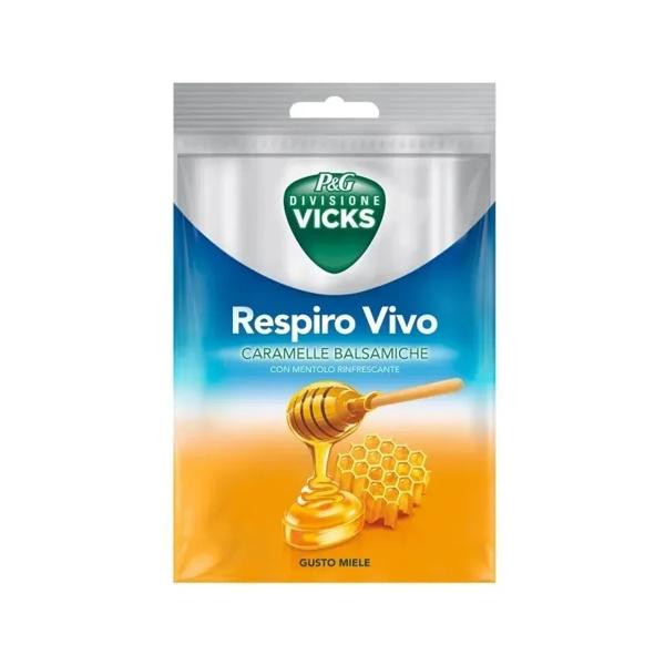 Vicks Respiro Vivo Caramelle Balsamiche al Miele 72 g per il Benessere di Gola e Naso