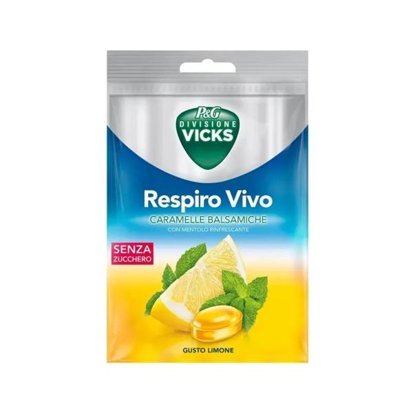 Vicks Respiro Vivo Caramelle Balsamiche Limone Senza Zucchero 72 g