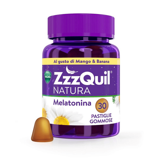 ZzzQuil Natura Melatonina Integratore Per Dormire, Mango e Banana 30 Gommose