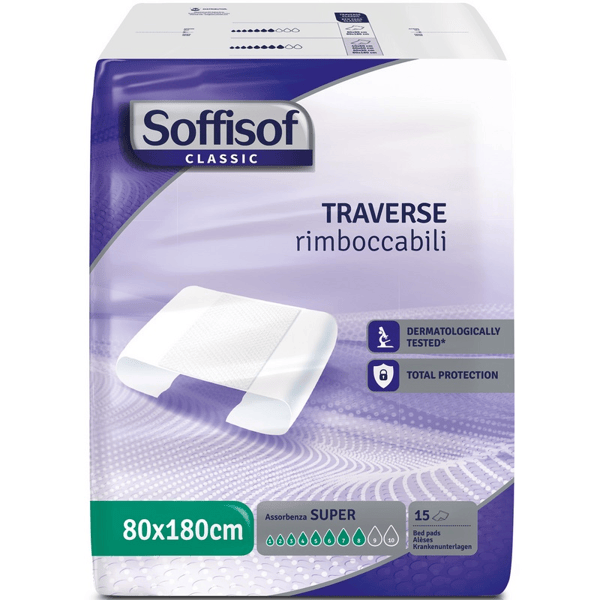 Soffisof Traversa Classica Assorbente Per Incontinenza 80x180 cm 15 Pezzi