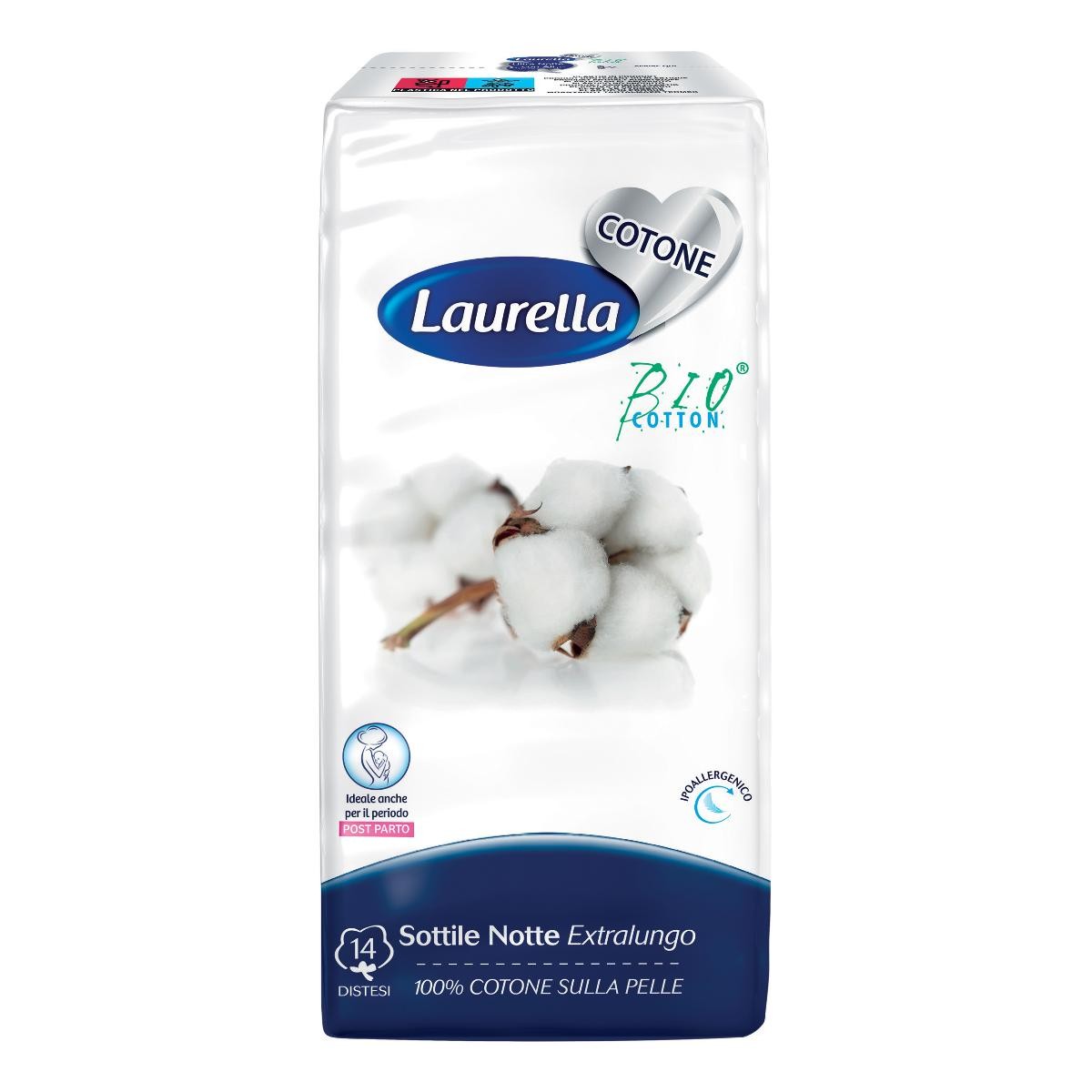 Assorbente laurella in cotone sottile notte disteso 14 pezzi