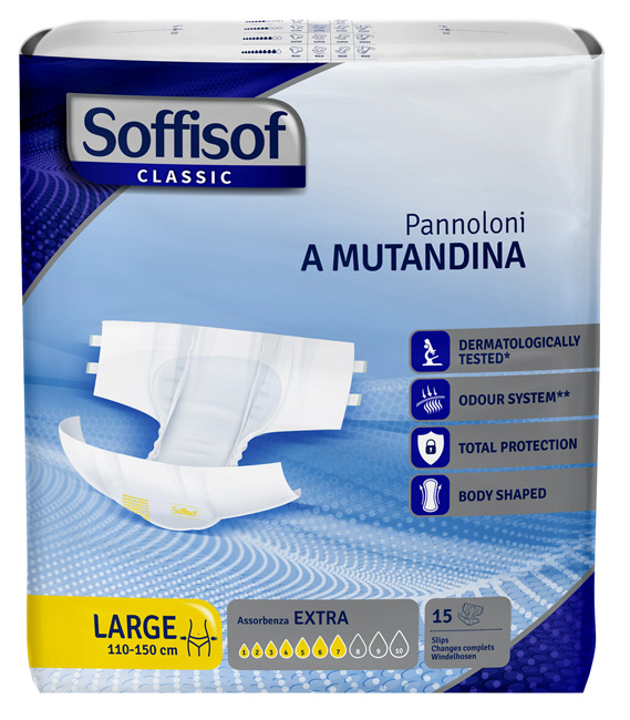 Pannolino mutandina soffisof classic extra l 15 pezzi