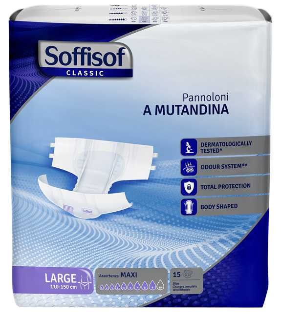 Soffisof classic pannolino mutandina maxi l 15 pezzi