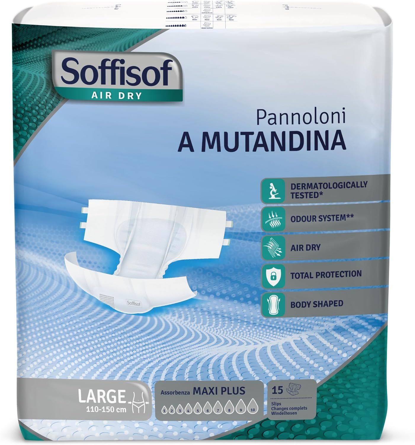 Soffisof Air Dry Pannoloni con Adesivi Maxi Plus 15 St