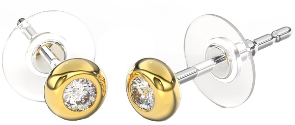 bjt396 orecchino queen rania 4mm gold plated