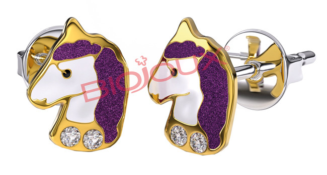 Biojoux - orecchini violet unicorno gold plated BJT702