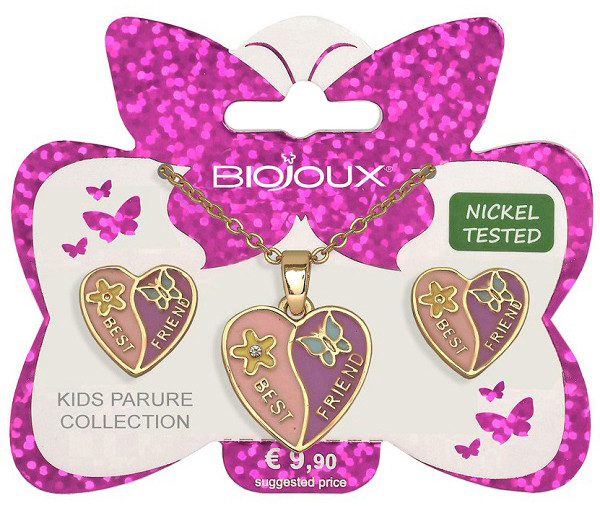 Biojoux Best Friend Parure Con Collana E Orecchini Acciaio Medicale Gold Plated