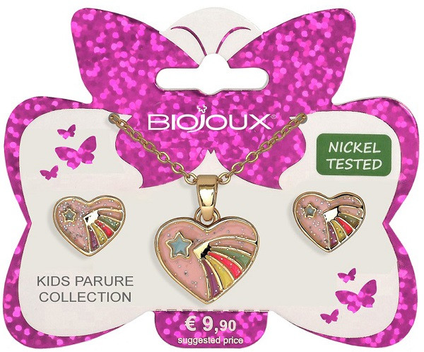 Biojoux Happy Heart Parure Con Collana E Orecchini Acciaio Medicale Gold Plated