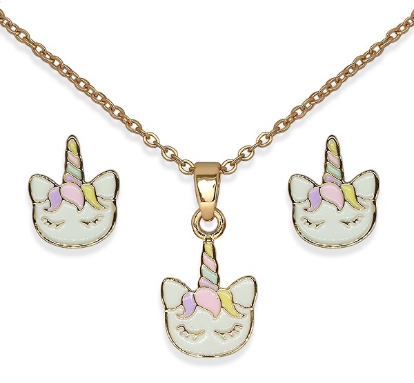 Biojoux Thought Unicorn Parure Con Collana E Orecchini Acciaio Medicale Gold Plated — confronto prezzi