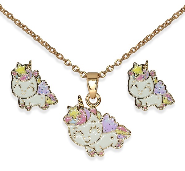 Biojoux Happy Unicorn Parure Con Collana E Orecchini Acciaio Medicale Gold Plated — confronto prezzi