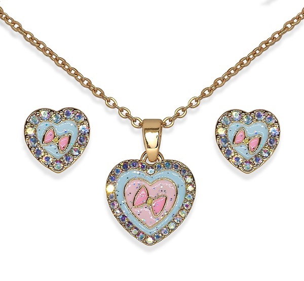 Biojoux Heart Heart Parure Con Collana E Orecchini Acciaio Medicale Gold Plated