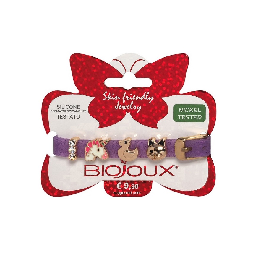 Biojoux Charms Gliter Violet Braccialetto In Silicone