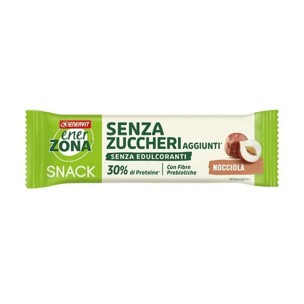 Enerzona Barretta Proteica 33 gr Gusto Nocciola Ricoperta Cioccolato al Latte Senza Zuccheri Aggiunti