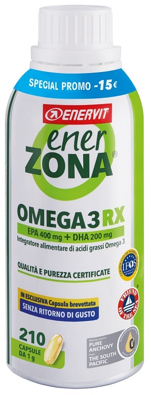 Enervit enerzona omega 3 rx integratore omega 3 per cuore, vista e cervello 210 capsule