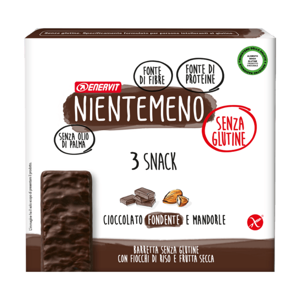 Enervit Nientemeno Snack Barretta Cioccolato Fondente E Mandorle 3 X 33g