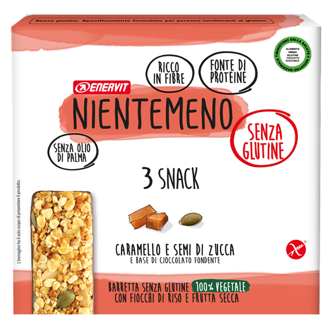 Enervit Barretta Caramello e Semi di Zucca Senza Glutine, 3 Pezzi