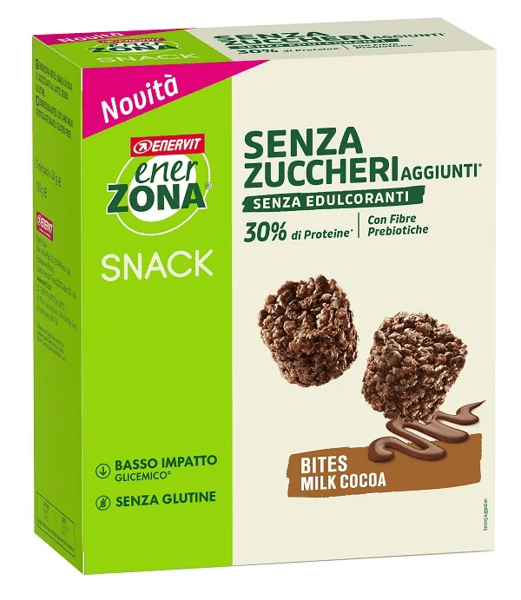 EnerZona Bites Milk Cocoa Snack al Cioccolato al Latte Senza Zuccheri Aggiunti 5 Pezzi da 24 g