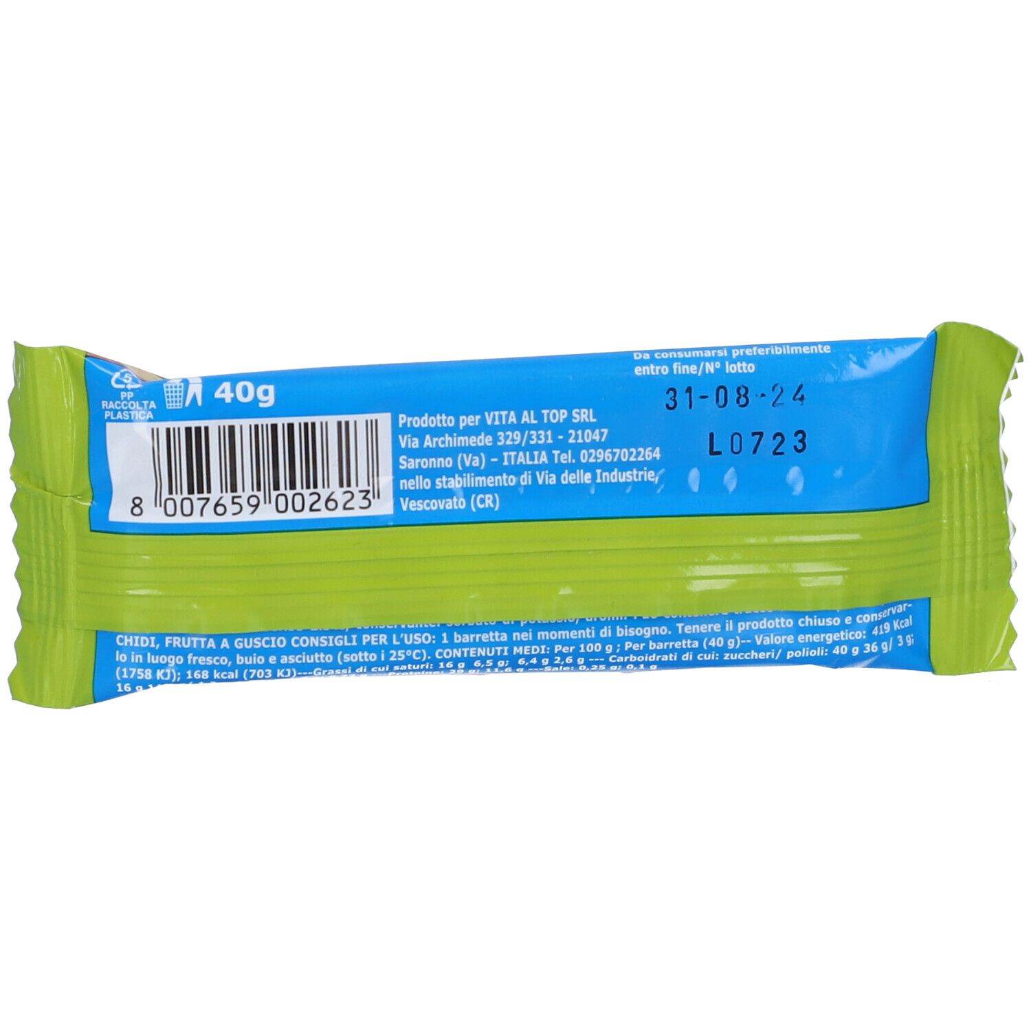 Barretta Gusto Pistacchio Vegan Proteica 40 g Altro