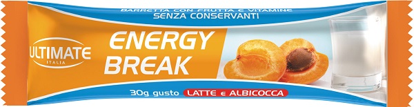 Ultimate Italia Energy Break Barretta Proteica Gusto Latte e Albicocca 30 g Snack