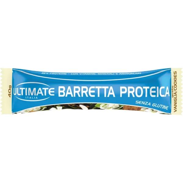 Ultimate Barretta Proteica Vaniglia Cookies 1 Pezzo 40g 33% Proteine Vitamine Minerali Snack Energetico