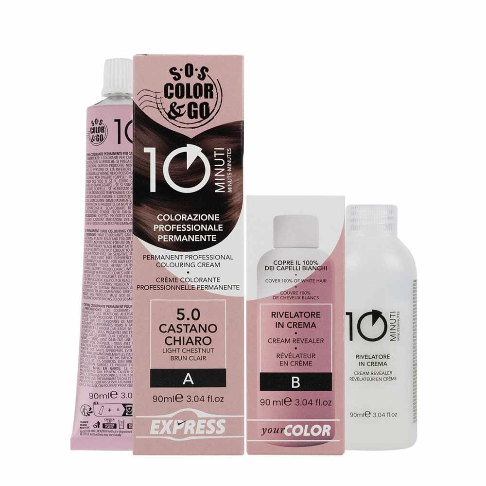 SOS Color & Go Set Colorazione Permanente in 10 Minuti Colore 5.0 Castano Chiaro — confronto prezzi