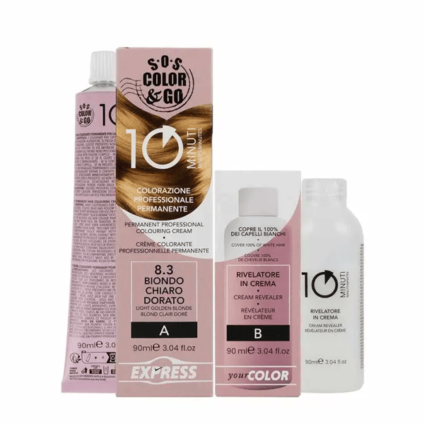 SOS Color & Go Set Colorazione Permanente Capelli in 10 Minuti 8.3 Biondo Platino