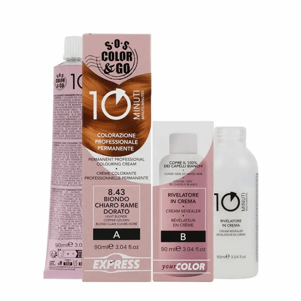 SOS Color & Go Set Colorazione Permanente Capelli in 10 Minuti 8.43 Biondo Platino
