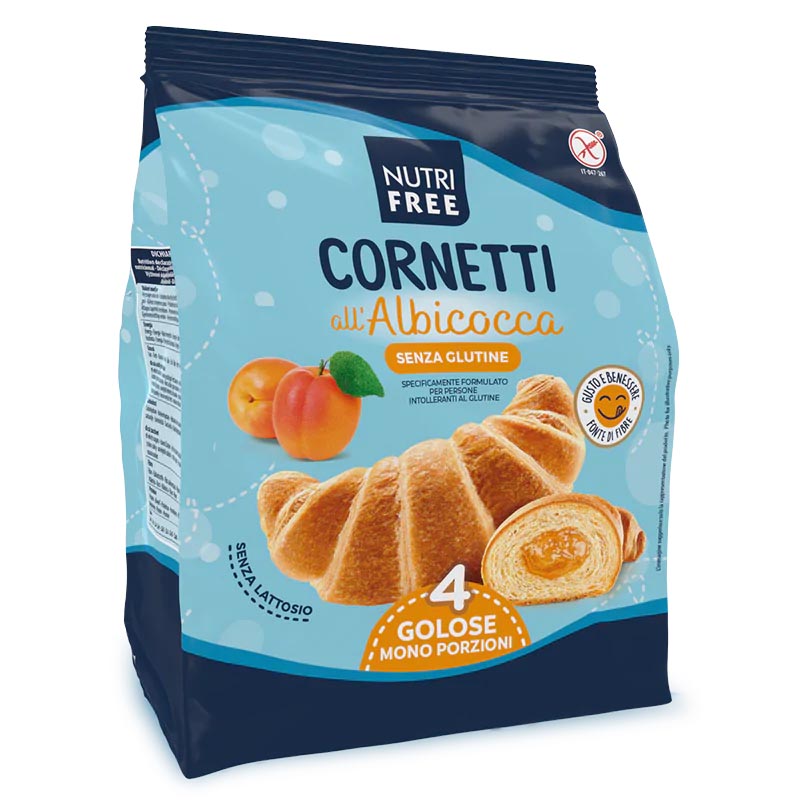 Cornetti Senza Glutine all'Albicocca - Nutrifree 4x60 g Snack