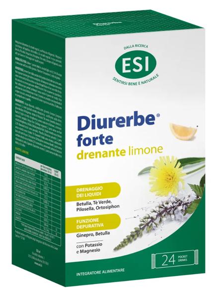 Esi Diurerbe Forte Pocket Drink Limone Integratore Drenante 24 Bustine